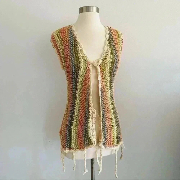 New Anthropologie Knit Multicolored Vest Sz S - Picture 2 of 7